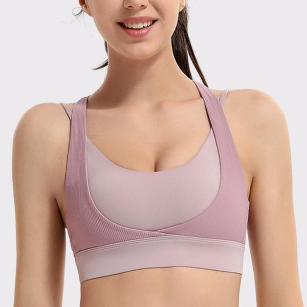 

bras women's elastic ribbed beautiful back sports bra shockproof running fitness quick dry gathering training yoga bralette, Red;black