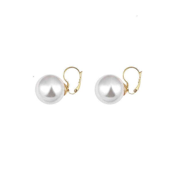

korean pearl earrings feminine temperament versatile sweet fashion pearl ear hook net red earrings, Golden