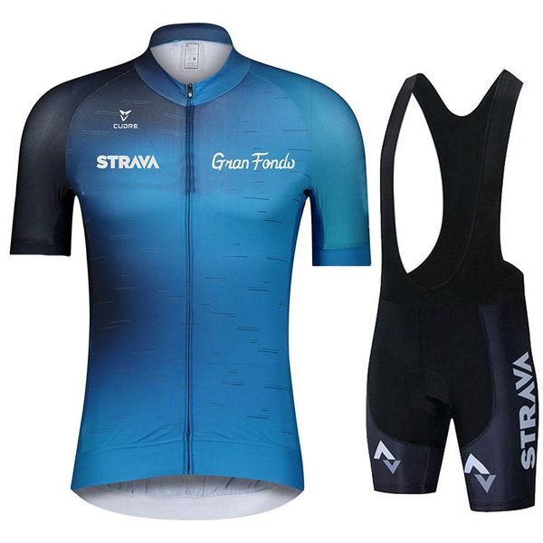 

racing sets summer team strava orange cycling jersey set mountain bike clothing men's pro bicycle clothes 2021, Black;blue