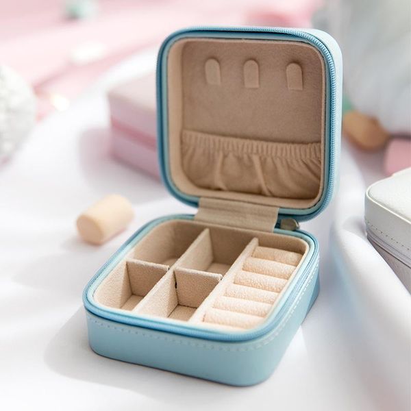 

storage bags 10*10*5cm portable jewelry box organizer display travel case boxes leather
