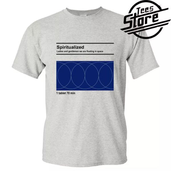 

new spiritualized space logo men's grey t-shirt size s-3xl, White;black