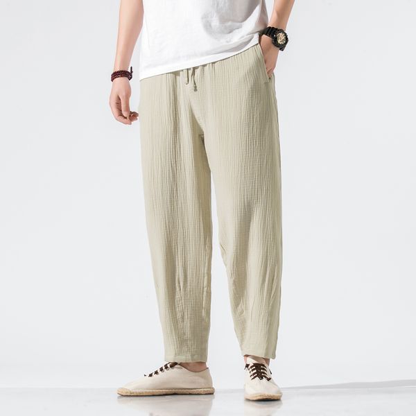 

5XL Plus Size Men Loose Fit Wide Leg Pants Plain Color Japan Streetwear Summer Trousers Ankle Length Vintage Men Clothing, Jeans blue pants men