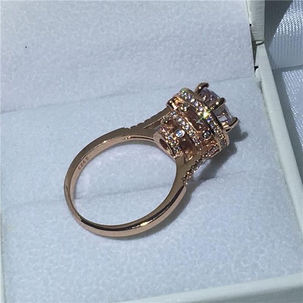 

wedding rings 2021 handmade engagement band for women men 10mm zircon stone cz rose gold filled female finger jewelry, Slivery;golden