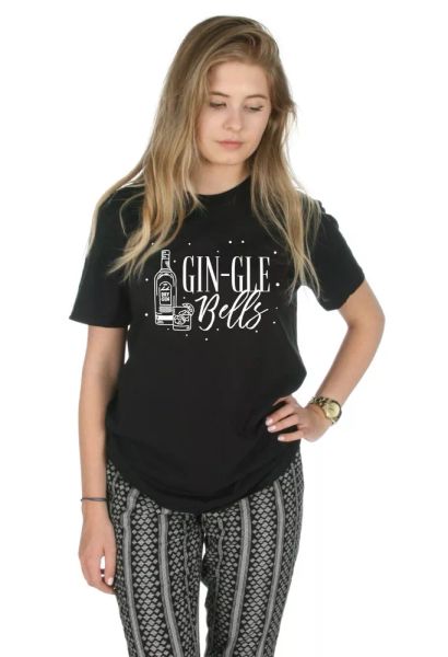 

gin-gle bells t-shirt christmas xmas funny festive clothing gin jingle, White;black