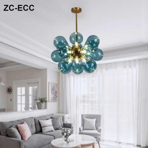 

pendant lamps zc-ecc creative american blue pink glass balloon lamp children's room bedroom chandelier g4 18pcs light