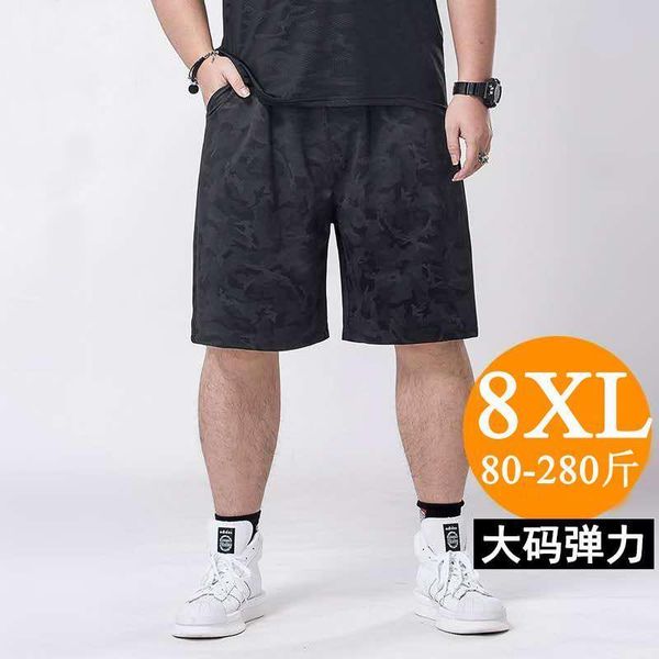 

men's shorts breathable stretch pants running fitness loose fat size casual 8xl, White;black