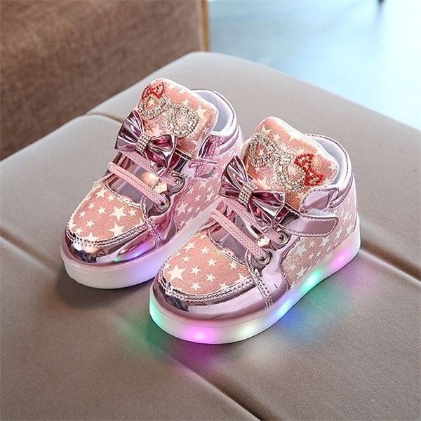 

muqgew toddler baby shoes fashion sneakers for children girl boys star luminous child casual colorful light shoes sneakers 2020 x0703, Black;red