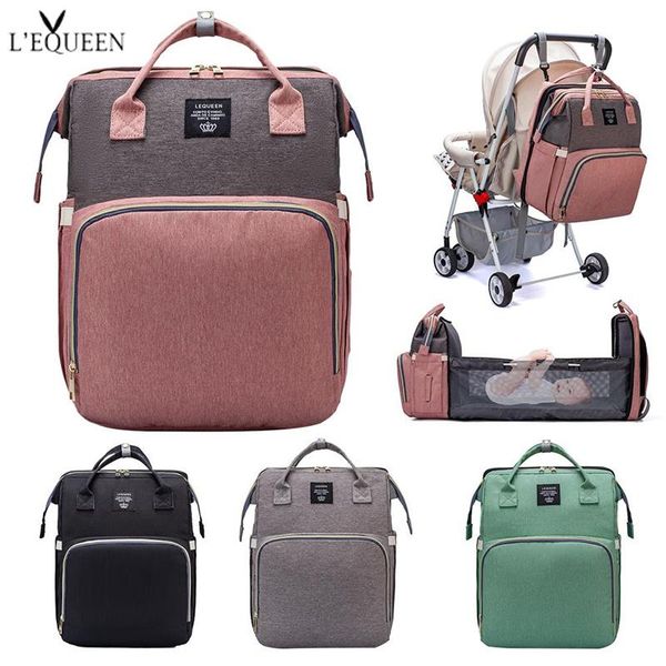 

diaper bags lequeen 2 in 1 bag fashion multifunctional folding baby mommy travel backpack portable crib nappy organization
