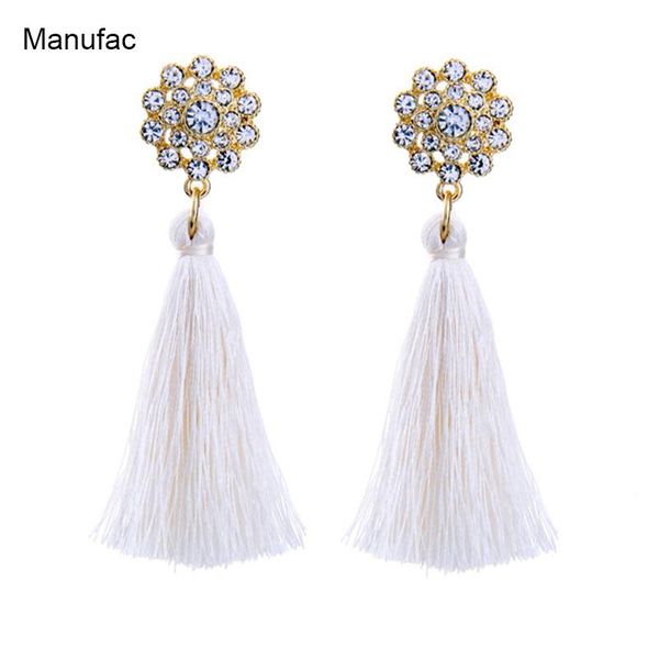 

dangle & chandelier long tassel earrings statement jewelry women crystal flower fringe, Silver