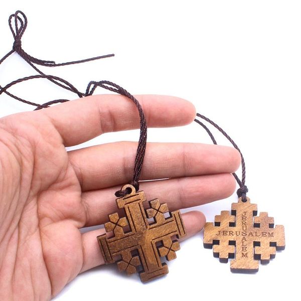 

pendant necklaces retro wooden holy cross christianity catholicism religion prayer jewelry exorcism amulet, Silver