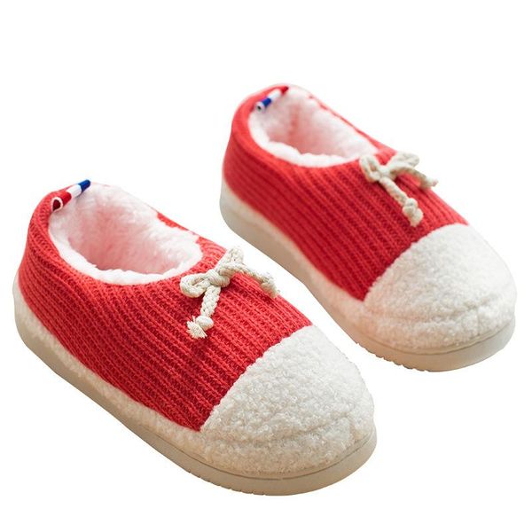 

suihyung winter women indoor floor shoes home plush slippers casual flats warm fleece bedroom slip on female furry cotton slides, Black