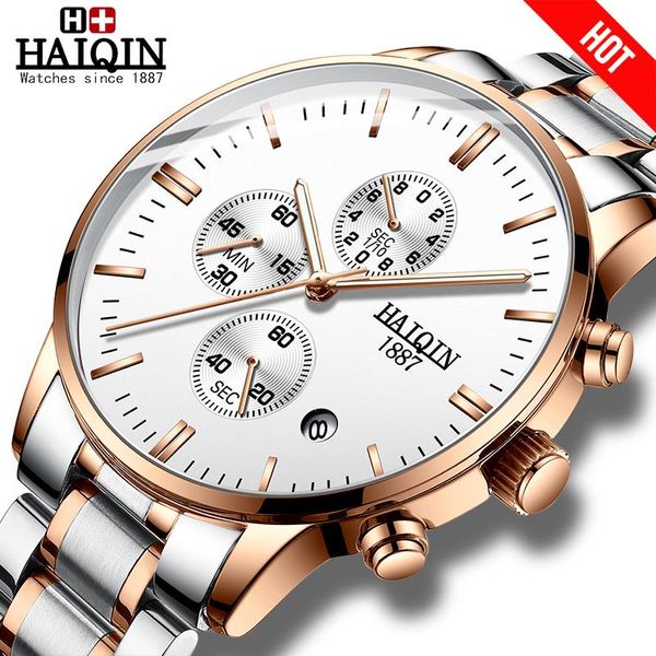 

wristwatches haiqin men's watches fashion mens /sport/military/gold/quartz/wrist watch men clock relogio masculino, Slivery;brown