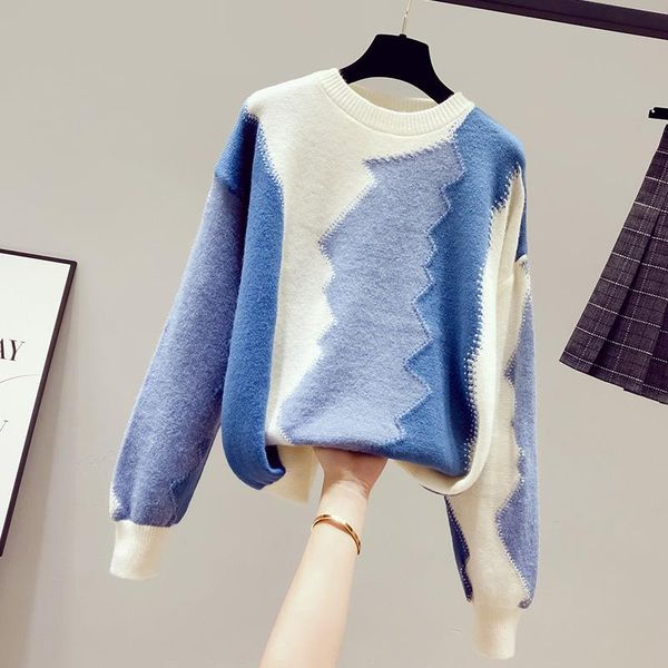 

women's sweaters 2021 autumn loose sweater knitted lady's all-match jumper students knitting pullovers pull mujer, White;black