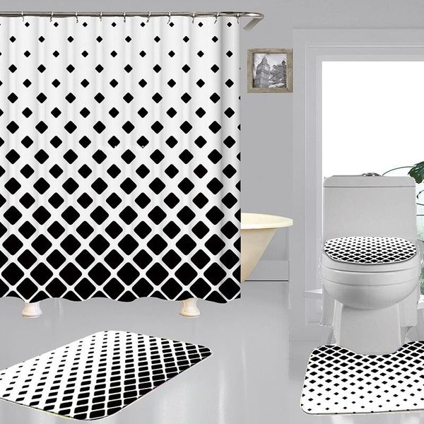 

the creative modern style digital printing shower curtain is suitable for non-skid toilet mat in bathroom curtains