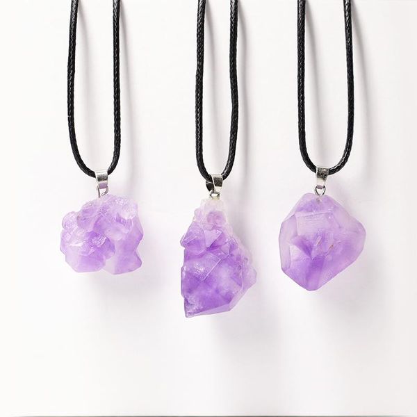 Objetos decorativos Estatuetas 1 PC Natural Quartzo Roxo Crystal Stone Healing Masculino, Feminino Simples Moda Pingente Mineral Jóias DIY Presentes