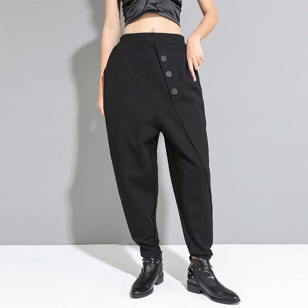 

women's pants & capris 2021 autumn winter women casual harem elastic waist female black loose fashion pant streetwear wp89, Black;white
