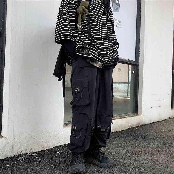 

gothic streetwear black cargo pants women hip hop punk oversize wide leg trousers female techwear korean style joggers, Black;white