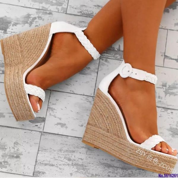 

summer women high heels wedges sandals gladiator fashion platform espadrilles shoes ladies open toe white gold, Black