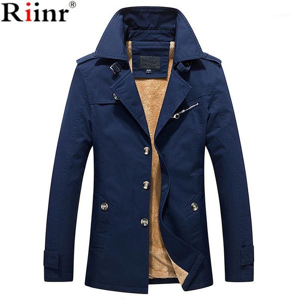 

riinr 2021 brand arrival jaqueta masculino autumn winter warm fleece solid color turn-down collar men's jacket, Black;brown