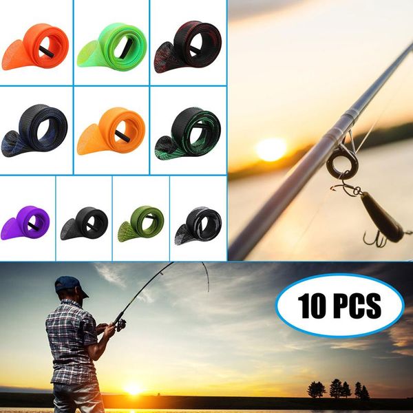 

30pcs length 170cm fishing rod sock covers braided mesh spinning protector sleeves tackle sea tools boat rods