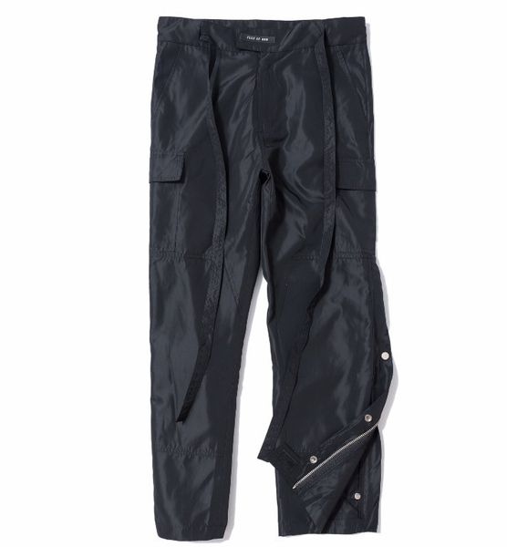 

men's pants european and men's casual side button trousers, Black