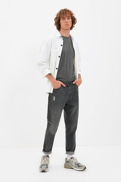 

men's jeans trendyol men 's relax fit destroylu tmnaw22je0203, Blue