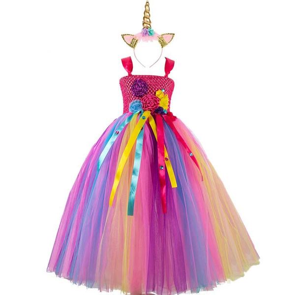

girl's dresses 2021 fashion summer dress princesas cute for formal kids girls long nylon casual clothes 2pcs + head decoration, Red;yellow