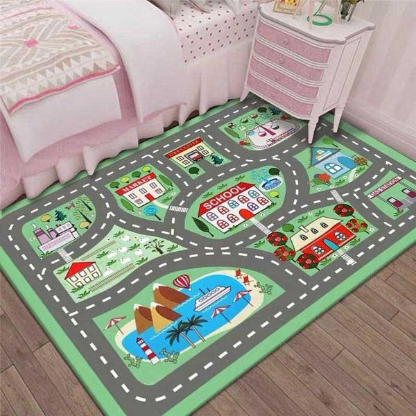 

carpets cartoon track carpet entrance doormat for kids bathroom indoor kitchen floor rugs absorbent mat anti-slip home decor 40*60cm/pc