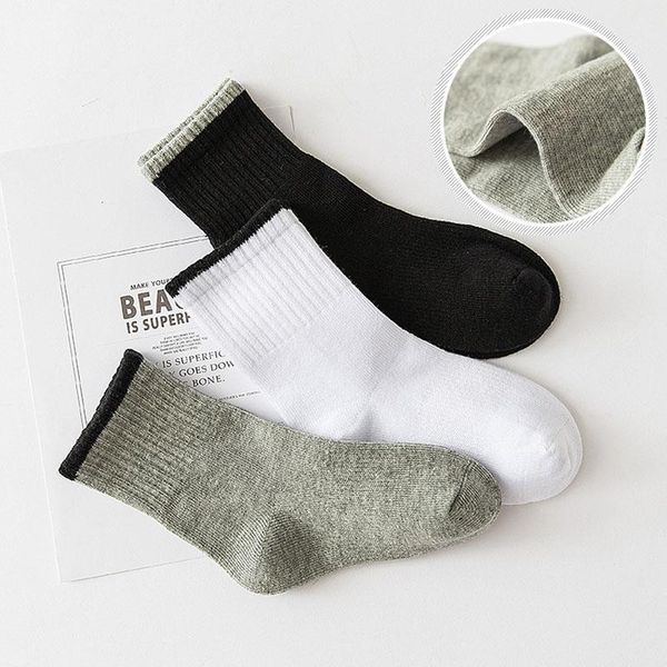 

socks 5 pairs/lot children's spring & autumn black white grey solid student sports boys girls kids, Pink;yellow