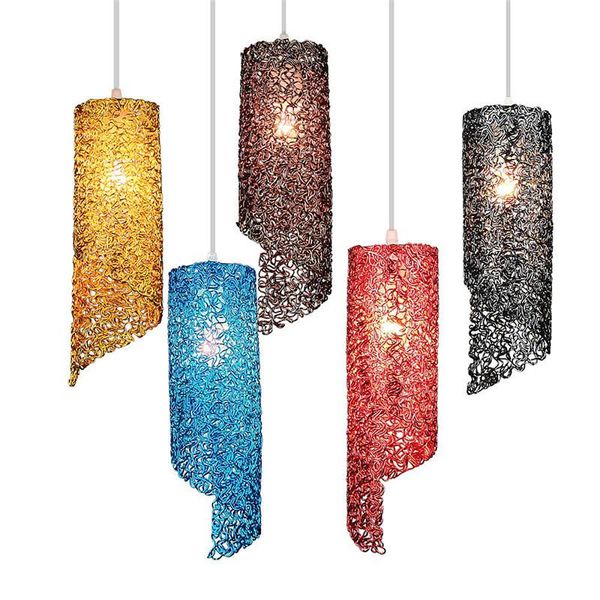 

pendant lamps led nordic color creative lighting iron cane art post modern home chandelier restaurant fixture shop aluminum wire