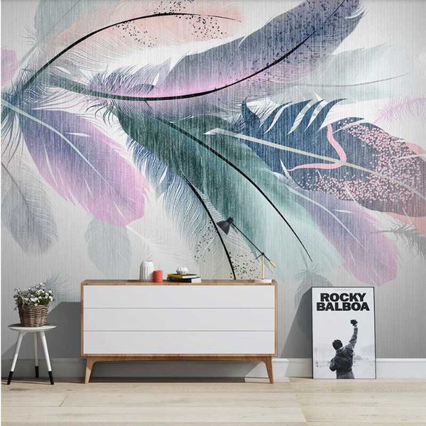 

wallpapers milofei manufacturers custom nordic abstract color feather living room bedroom background wallpaper mural