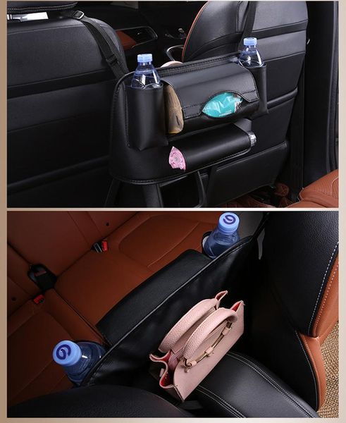 

car organizer net pocket handbag holder pu leather seat storage hanging bag interior stowing tidying accessories