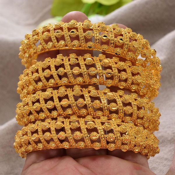 

gold color cuff bangles for women dubai bride wedding ethiopian bracelet africa bangle jewelry charm party gifts, Black
