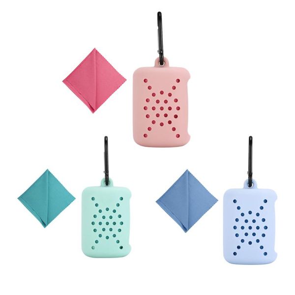 

portable microfiber quick drying cooling towel outdoor travel gym cold sensation sports swimming cloth with silicone pouch