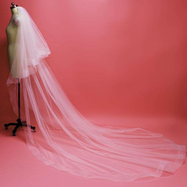 

bridal veils horsehair edge long veil 2 layers 3 m cover face cathedral wedding bride accessories welon, Black