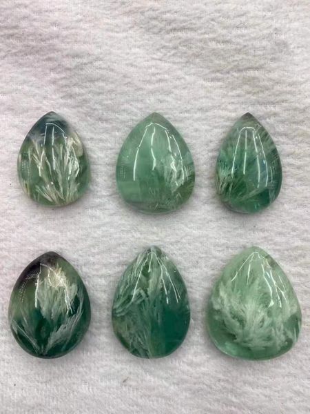 

other green feather fluorite quartz pendant necklace women men water drop colorful