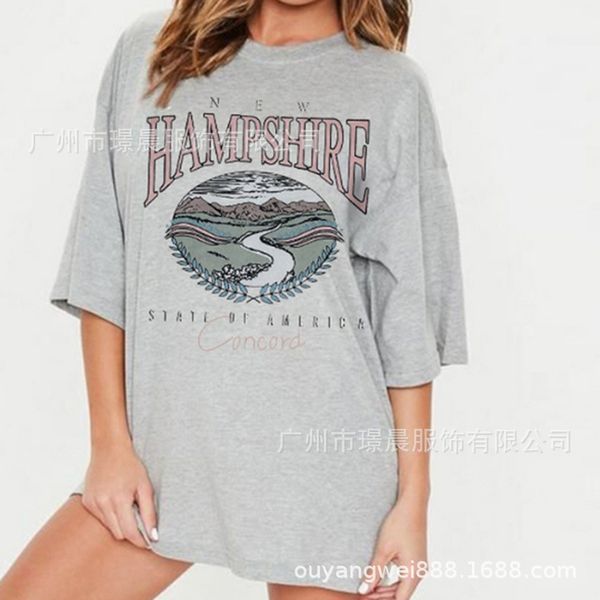 

2021 spring new loose sleeve printed half sleeve t-shirt trendy women's wear, White