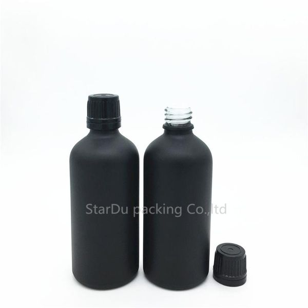 

storage bottles & jars 10pcs/lot 100ml black frosted glass bottle vials essential oil plastic cover perfume
