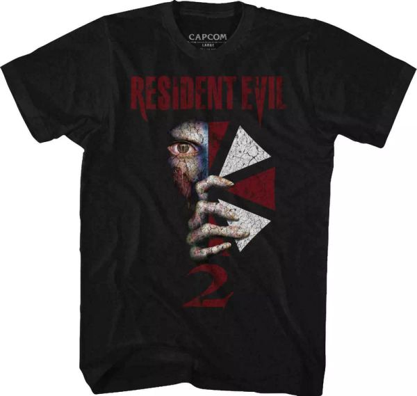 

resident evil revil 2 t shirt licensed video gaming tee black, White;black