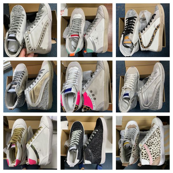 

deluxe brand casual shoes midstar sparkles camo zebra white skin leather and suede sneakers men women do-old dirty leopard slide, Black