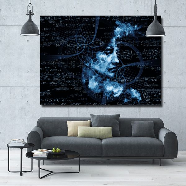 Pittura astratta Blu Donne Matematica Ritratto Pittura a olio Immagini a parete per soggiorno Decorazioni per la casa Arte su tela Senza cornice