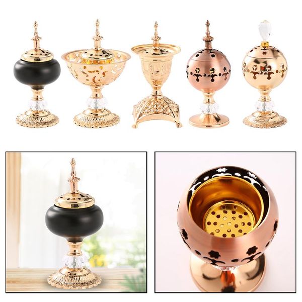 

incense burner w/ lid metal censer holder craft home bedroom decoration fragrance lamps