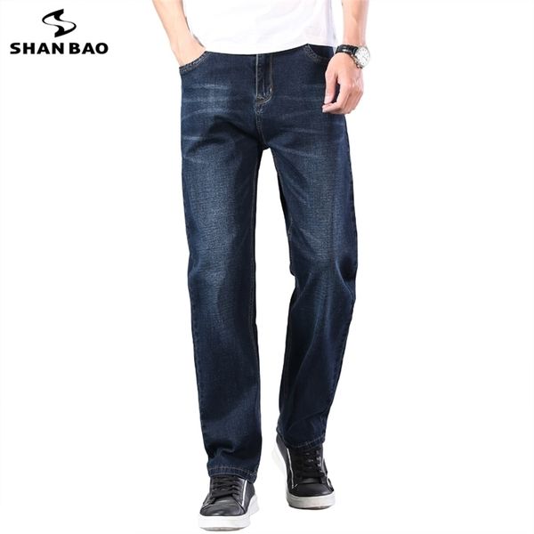 

spring summer classic brand lightweight straight loose men's denim jeans dark blue thin large size 30-44 210716