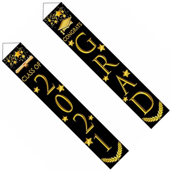 

pair graduation door banner porch sign 2021 flag party supplies curtain & drapes