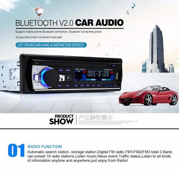 Kit radio stereo per auto 60Wx4 uscite Bluetooth FM MP3 ricevitore radio stereo Aux con USB SD e telecomando L-JSD-520295k