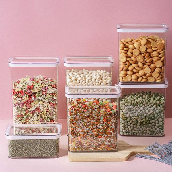 

storage bottles & jars square sealed can kitchen box containers organizer household plastic moisture-proof grain tanks