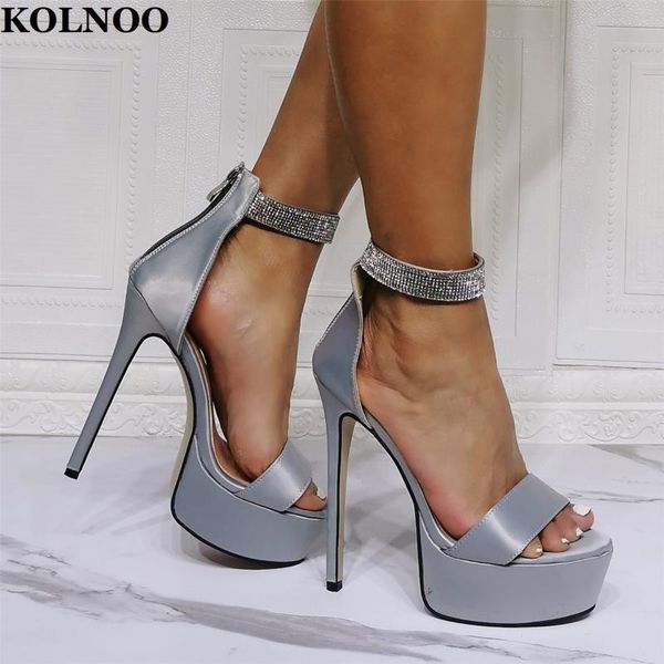 

sandals kolnoo elegant womens high heels classic open-toe platform real pos evening party prom fashion daily shoes, Black