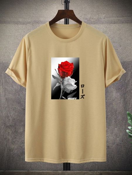 

men floral and japanese letter graphic tee f4mf#, White;black