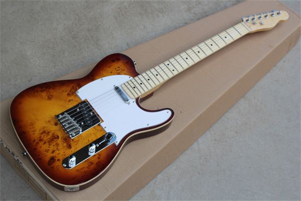 

custom shop brown telecaster natural electric guitar tele basswood body dot inlay maple fingerboard white pickguard