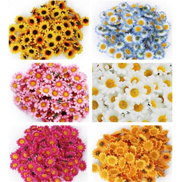 

decorative flowers & wreaths 100pcs handmade artificial sunflower diy wreath mini flower head for wedding decoration fake